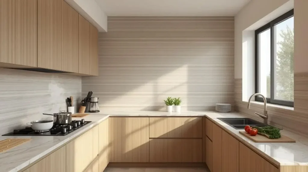 Horizontal Stripes on a Single Wall (Counter to Ceiling)