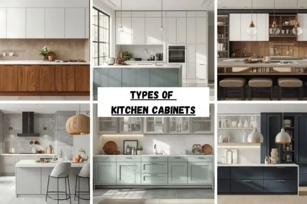 Modern kitchen showing different types of kitchen cabinets including shaker, slab, and frameless styles