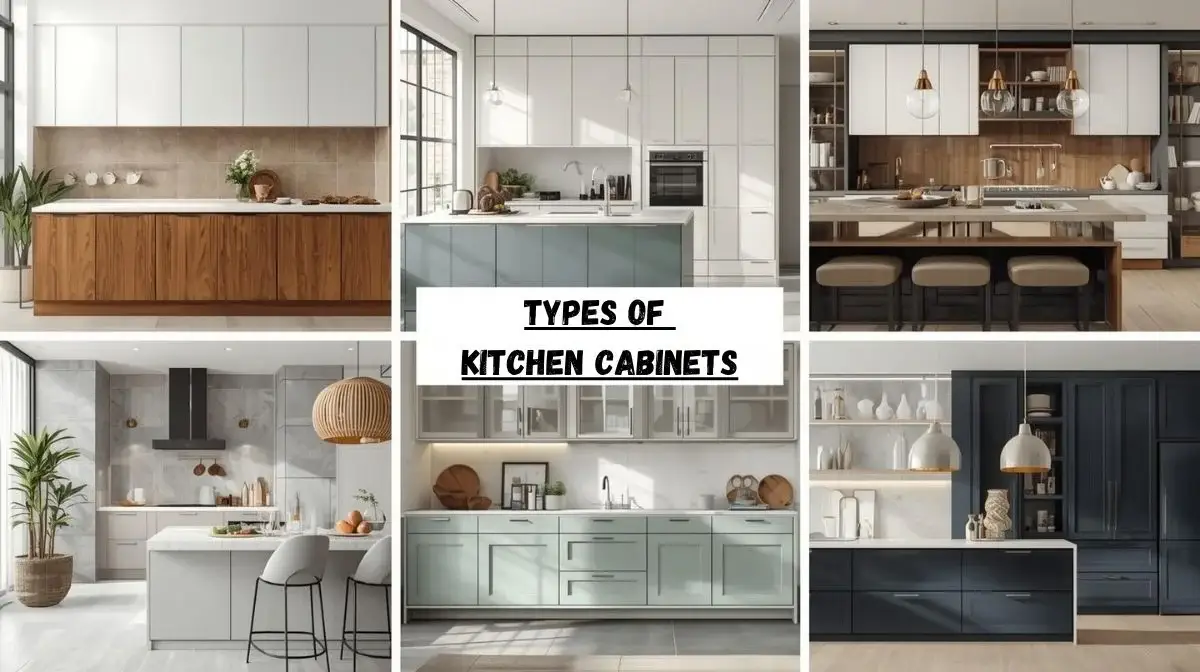 Modern kitchen showing different types of kitchen cabinets including shaker, slab, and frameless styles