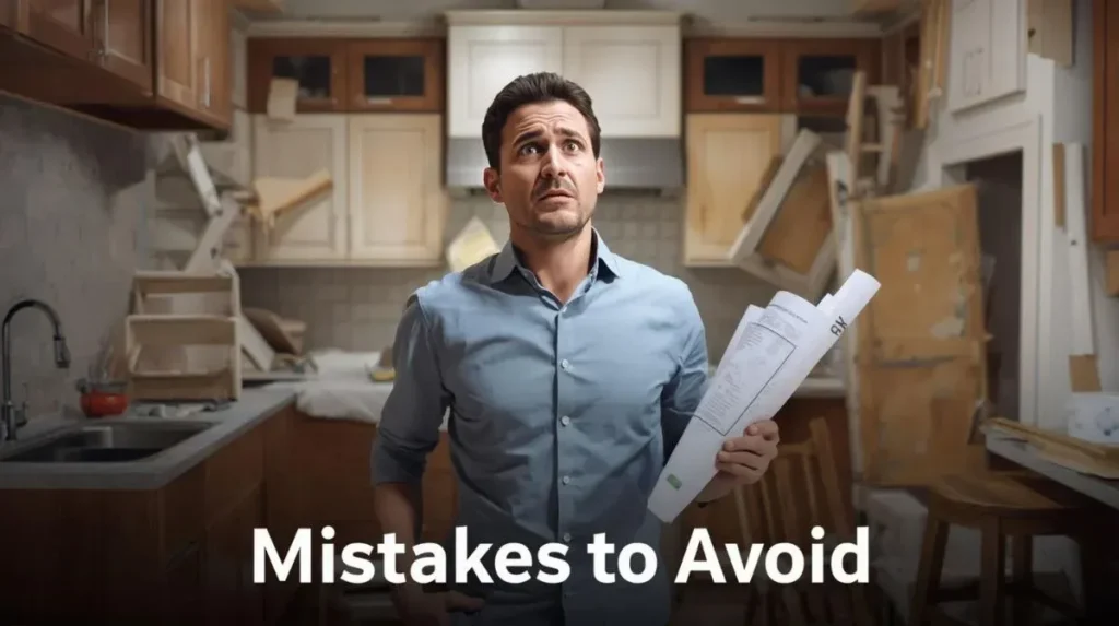 Man making kitchen cabinet layout mistakes during a modern kitchen remodel