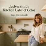 Jaclyn Smith sage green kitchen cabinet