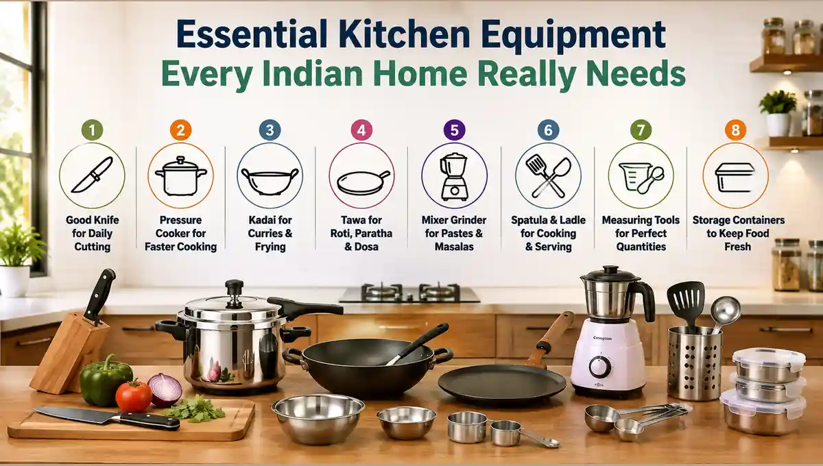 Essential kitchen equipment for everyday Indian home cooking
