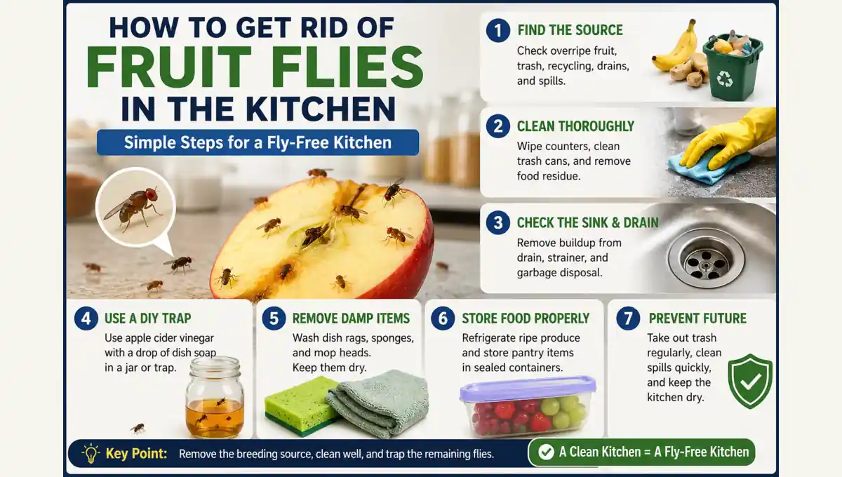 How to get rid of fruit flies in the kitchen with simple cleaning and trapping steps
