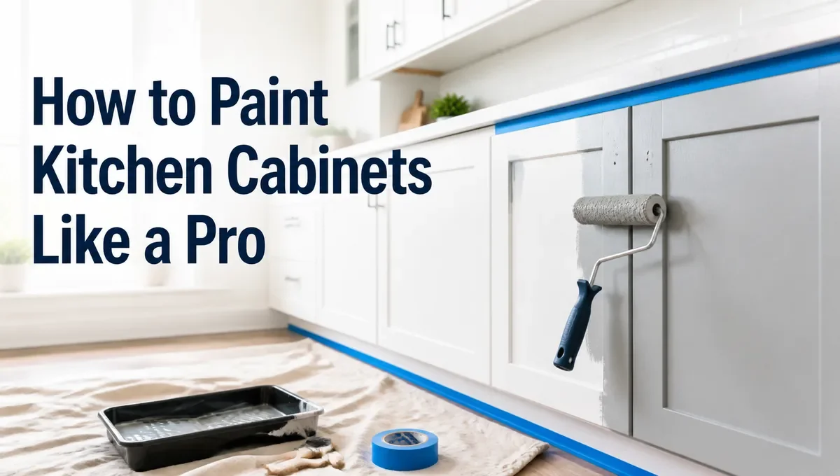How to paint kitchen cabinets with a roller in a bright modern kitchen