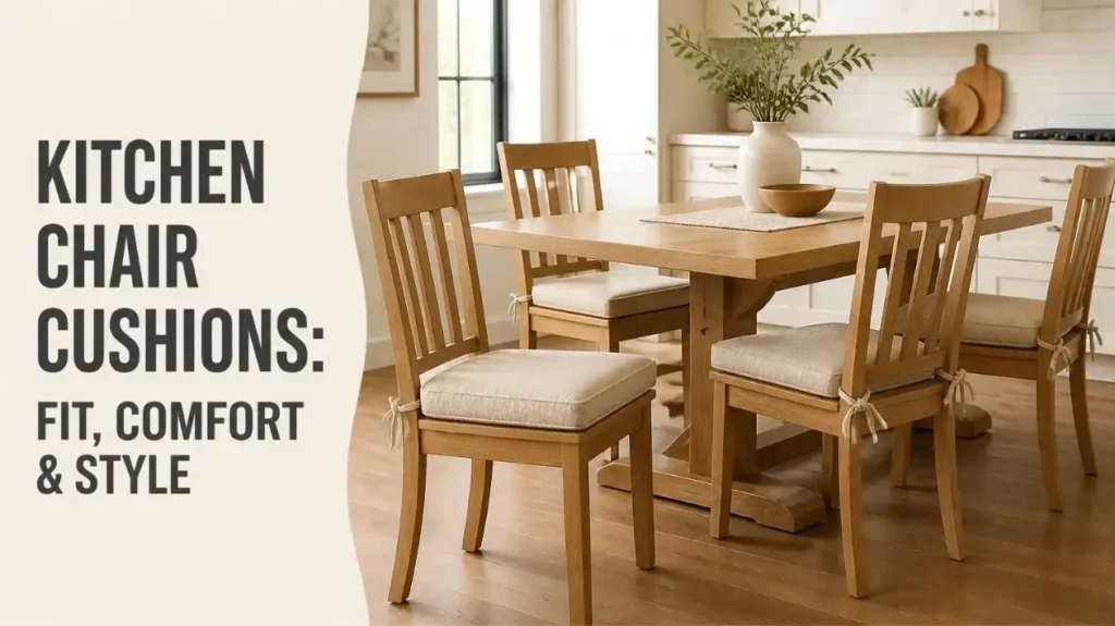 Kitchen chair cushions on wooden dining chairs