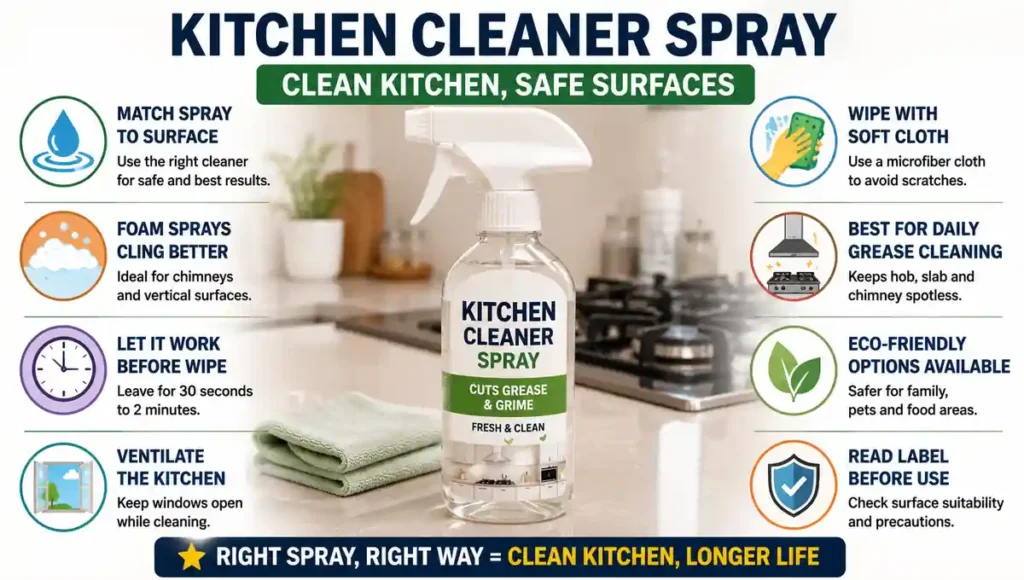 Kitchen cleaner spray for removing grease from kitchen surfaces