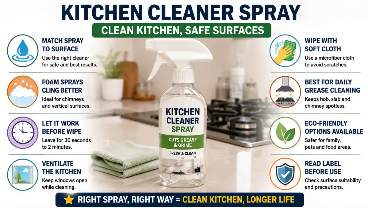 Kitchen cleaner spray for removing grease from kitchen surfaces