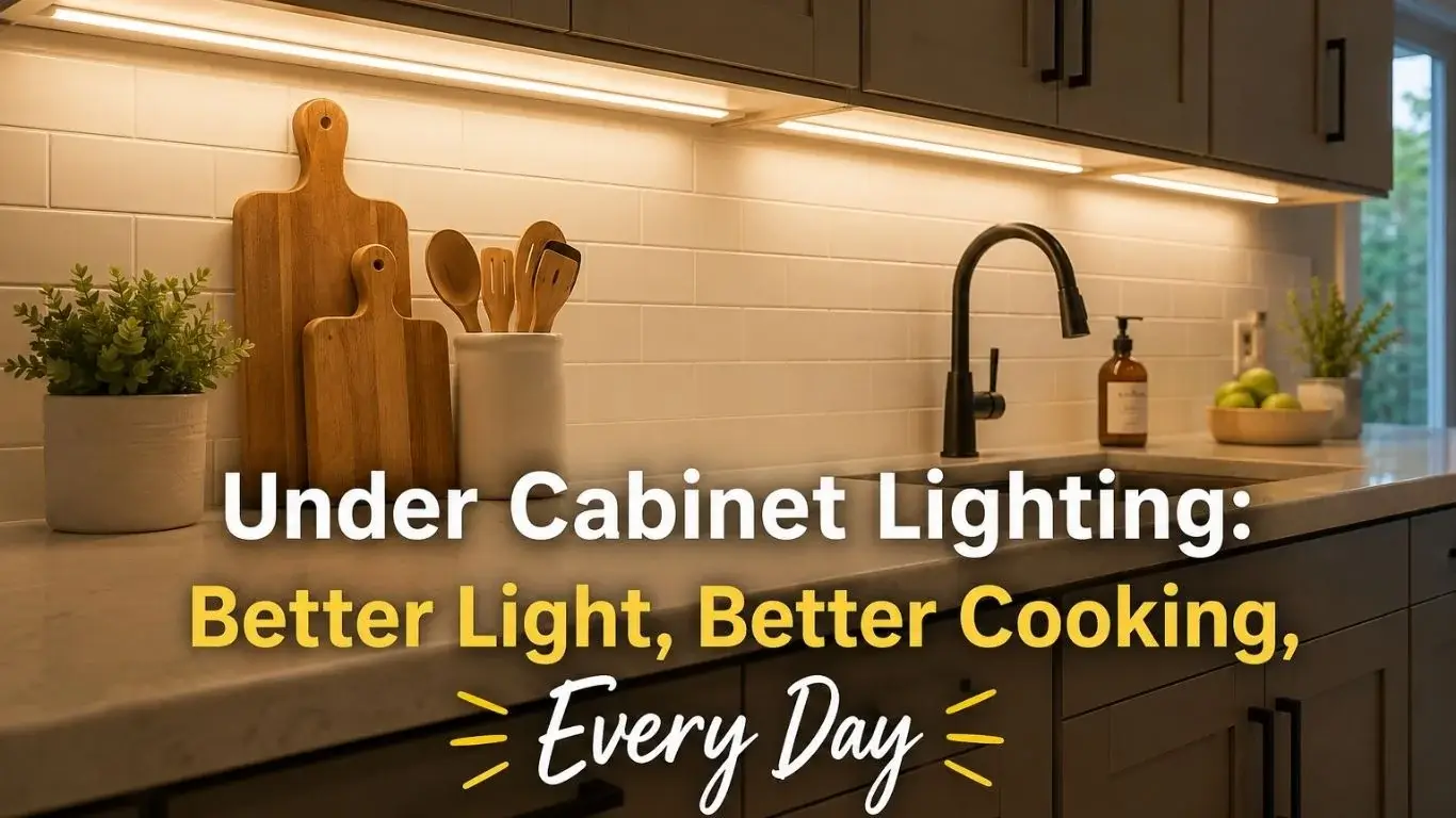 Kitchen under cabinet lighting illuminating the countertop