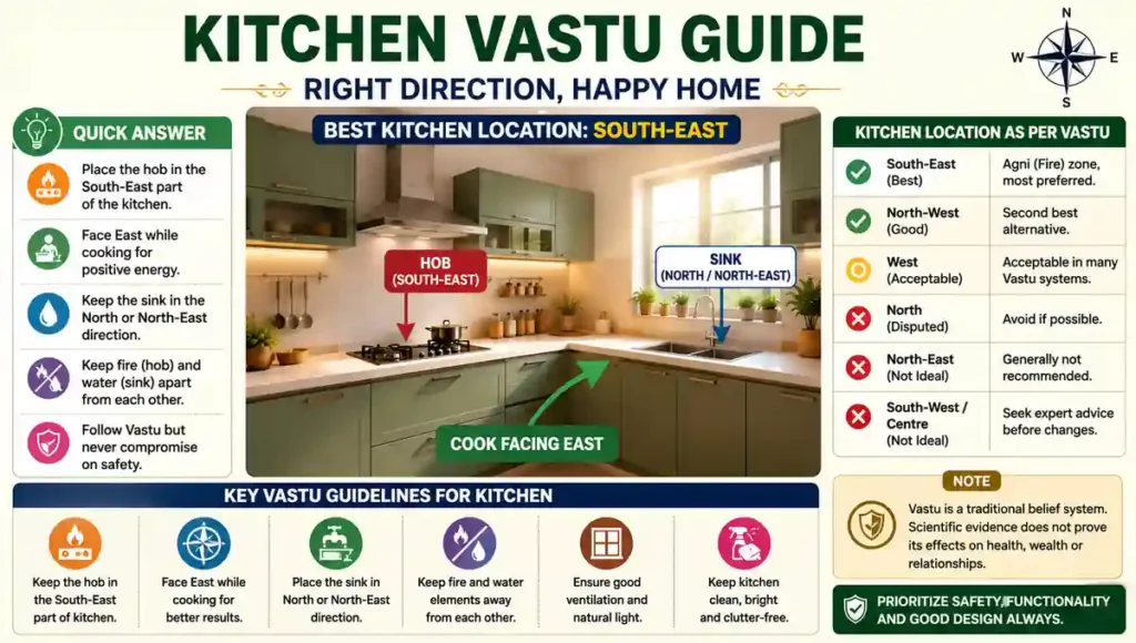 Kitchen Vastu guide for direction stove sink and layout placement