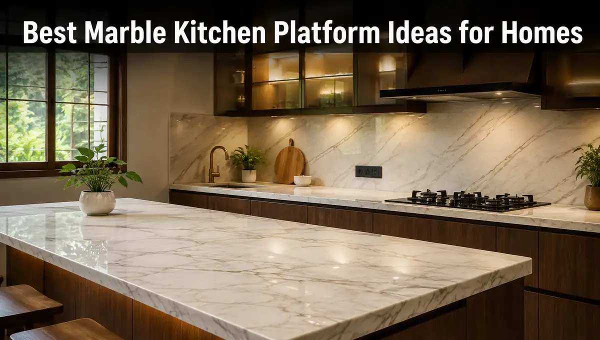 Marble kitchen platform design ideas for Indian homes