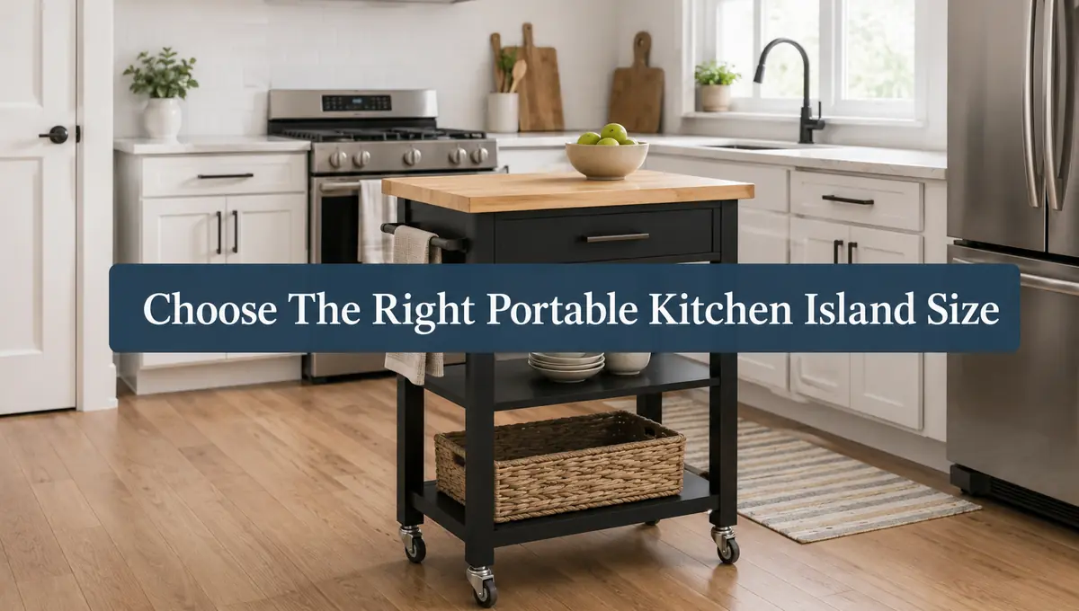 Portable kitchen island with wheels and storage in a small modern kitchen