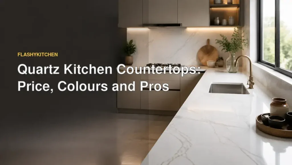 Quartz kitchen countertop design for Indian homes