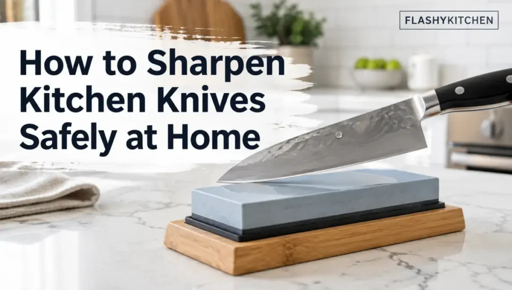 How to sharpen kitchen knives safely at home using a whetstone