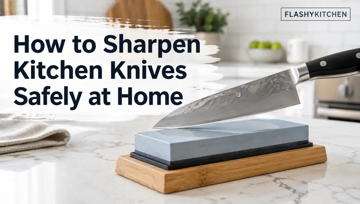 How to sharpen kitchen knives safely at home using a whetstone