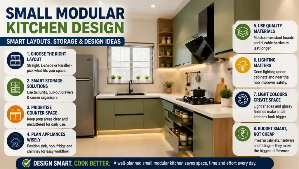 Small modular kitchen design ideas for Indian homes