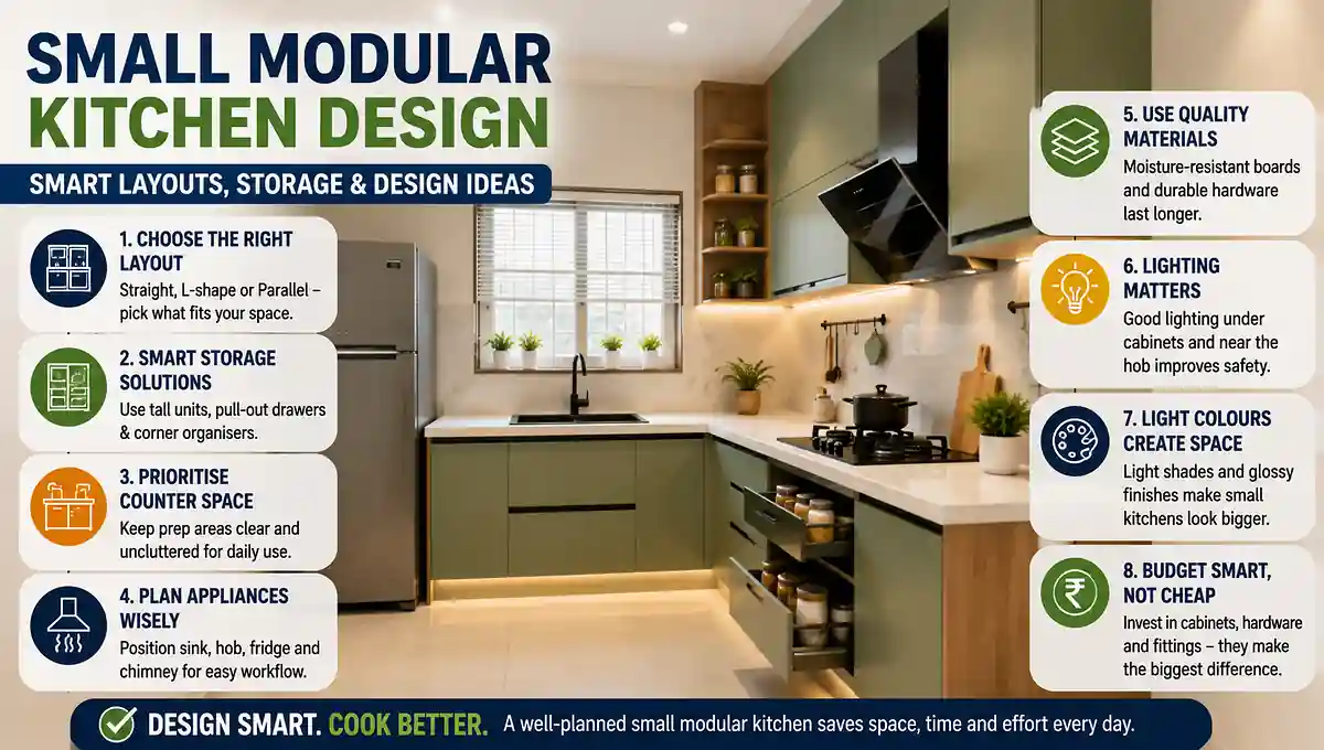 Small modular kitchen design ideas for Indian homes
